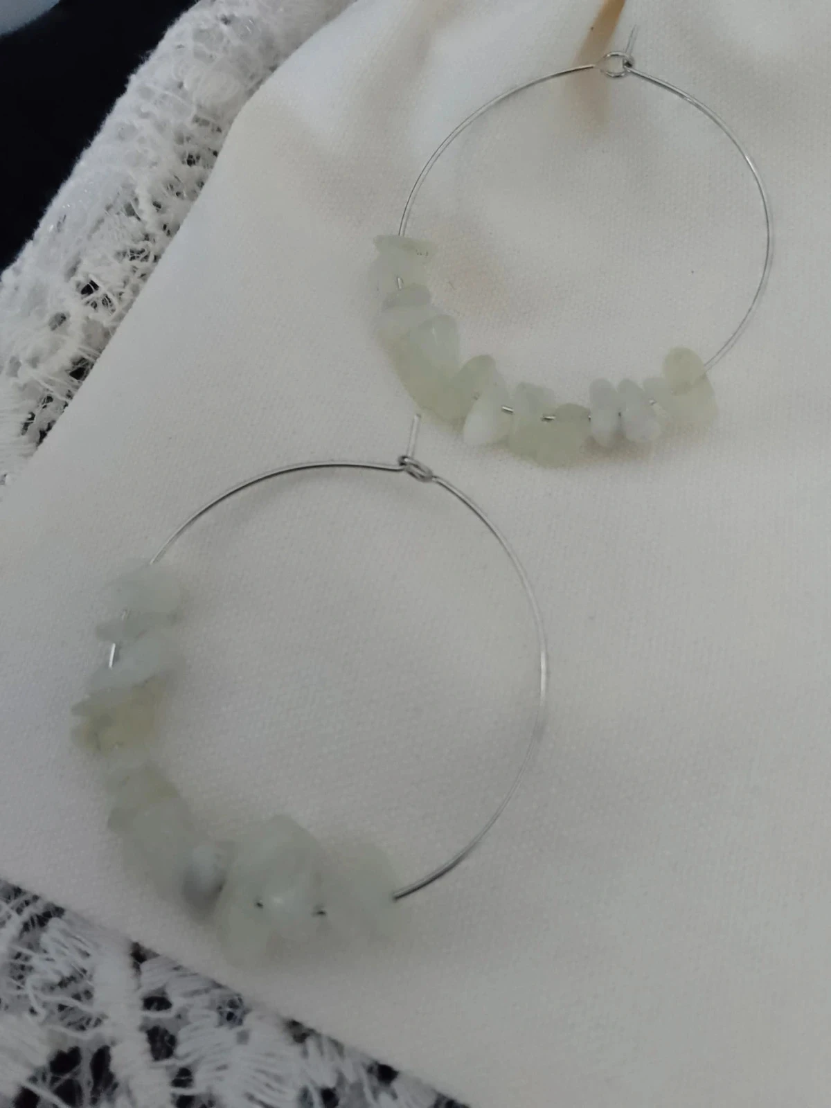 Créoles pierres d'aventurine vert pâle